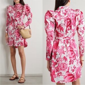 DVF Sandrah ruffled floral-print cotton-poplin mini dress